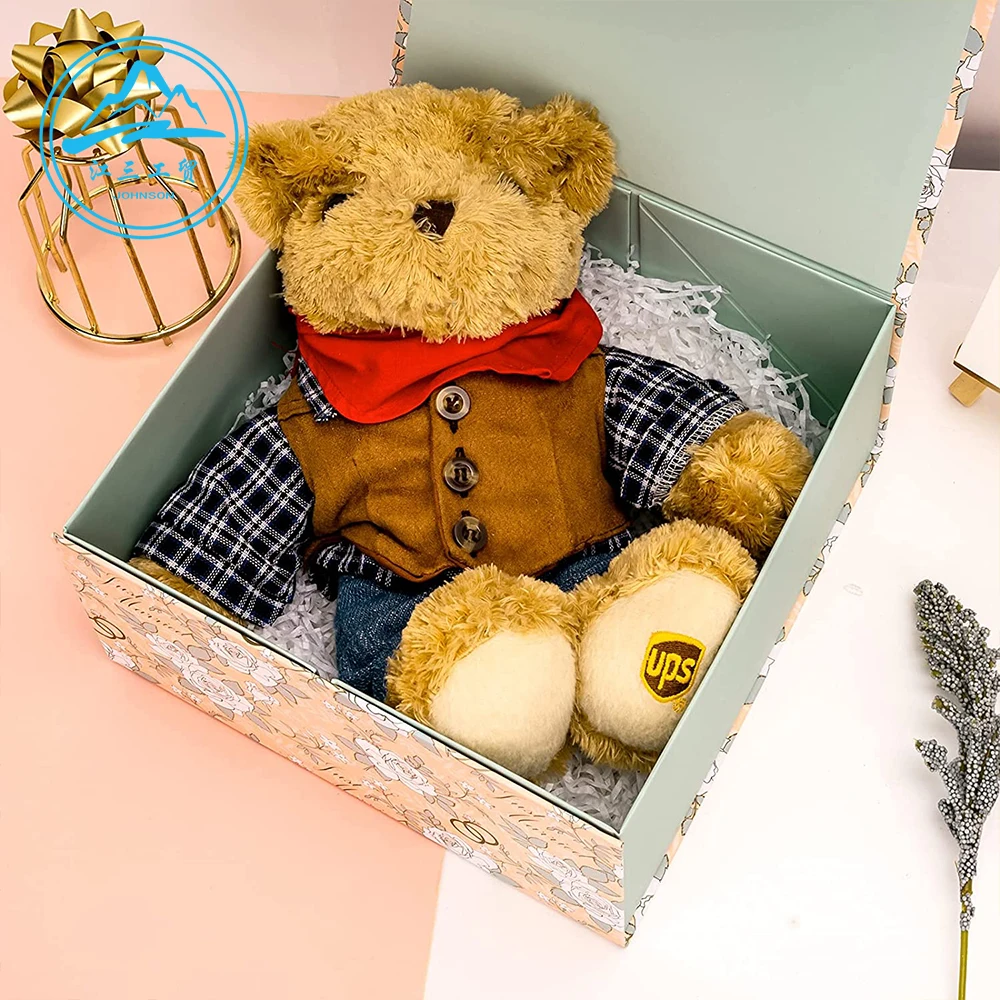 Custom Luxury Pink Green Square Changeable Blue Fold Flat Magnetic Lid Shut Gift Packaging Gift Cardboard Baby Box With Ribbon