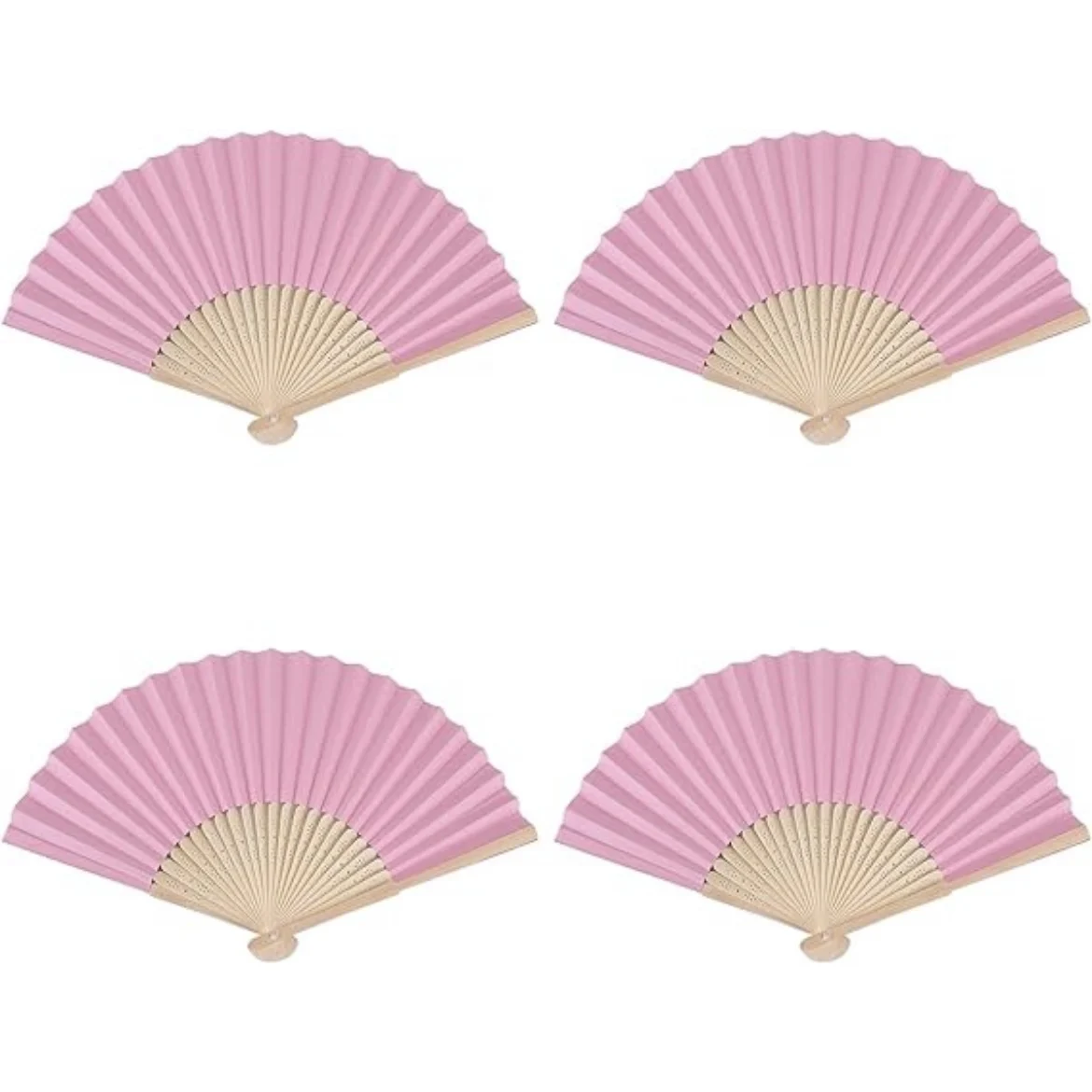 Customizable Pink Paper Fans Collapsible Bamboo Hand-Held Fans Suitable for Diy Decorative Wedding Gifts Dancing Parties