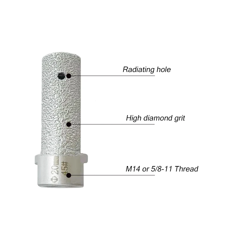 DEYI 20mm M14 thread vacuum brazed diamond finger router bit milling cuter for Enlarging Holes in Tile Porcelain Marble Ceramic