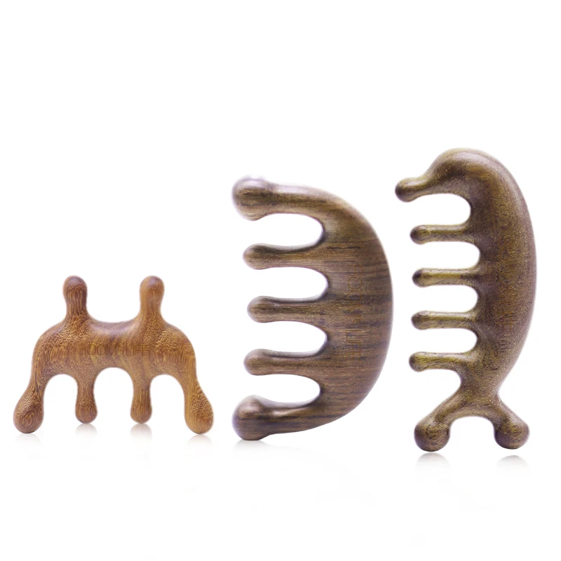 Wooden Massage  Sandalwood Head Scalp  No Static Wide Tooth Comb for Head Scalp Scalp Stimulator Comb Gua Sha Comb Body