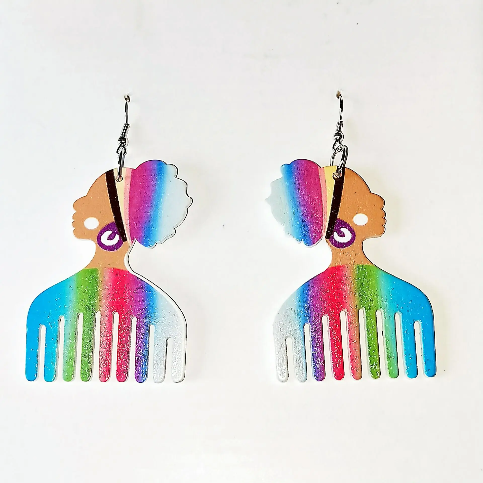 DAICY cheap wholesale unique design comb African girl wooden earrings