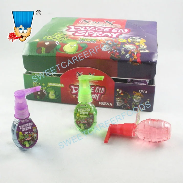 Grenade shaped fruit flavor sour spray liquid candy
