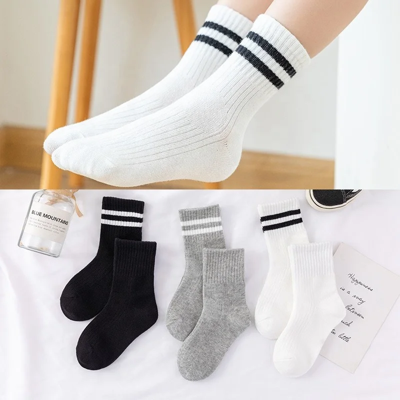 Young Boy Cotton Socks Teen School Exercise Custom Kids White Socks With Logo