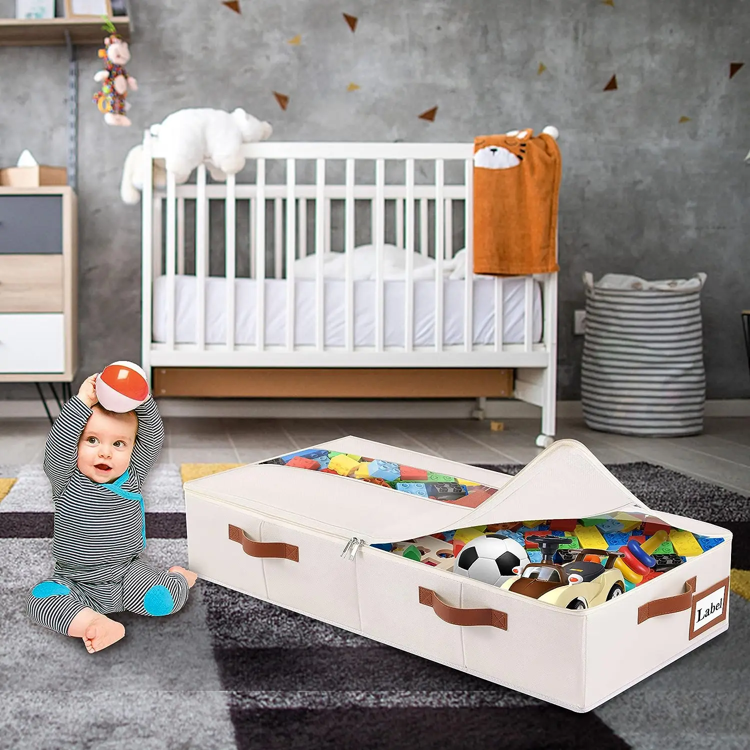 4-Pack Under-Bed Foldable Clothing Organizer Containers with Transparent Windows and 4 Reinforced Handles Bag Storage Solution