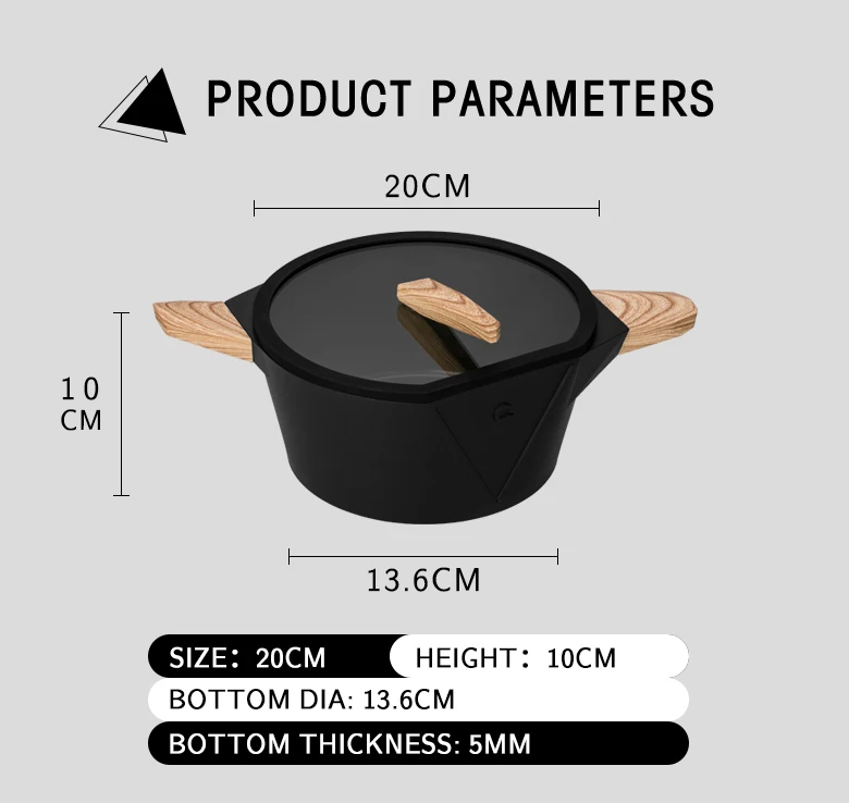 New Design Kitchen Cookware Black Nonstick Coating Aluminum Cooking Pot Tomato Soup Pot