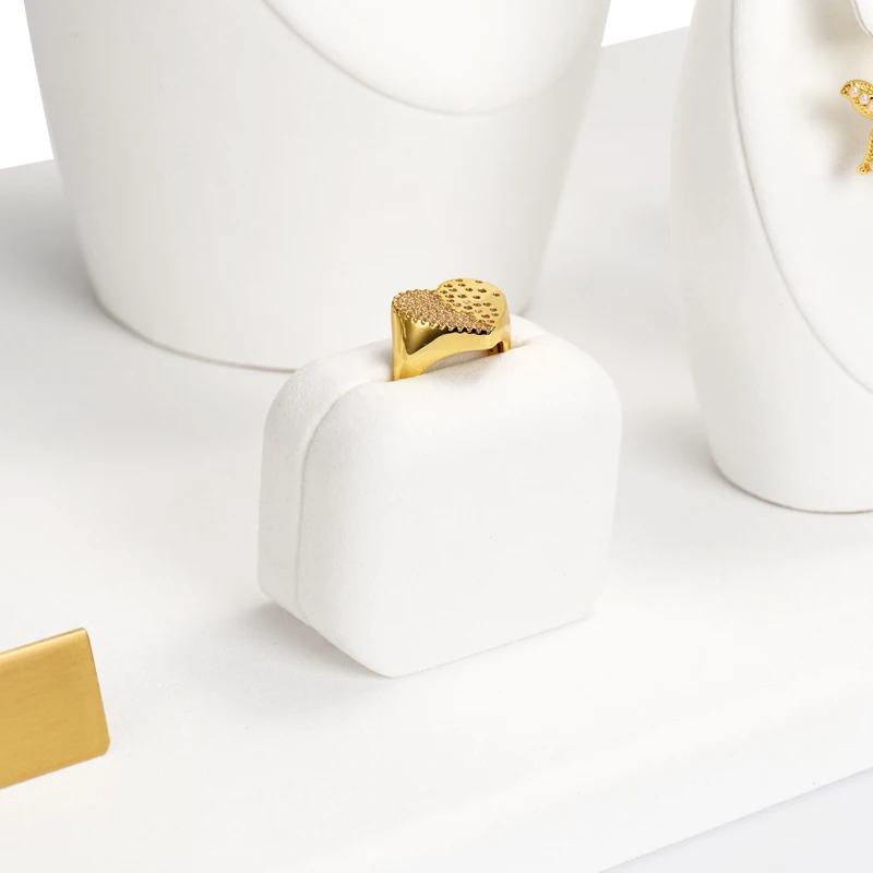 FANXI New Arrival Tilt Jewelry Display with White Microfiber for Ring Earring Pendant Necklace Watch showcase Jewelry