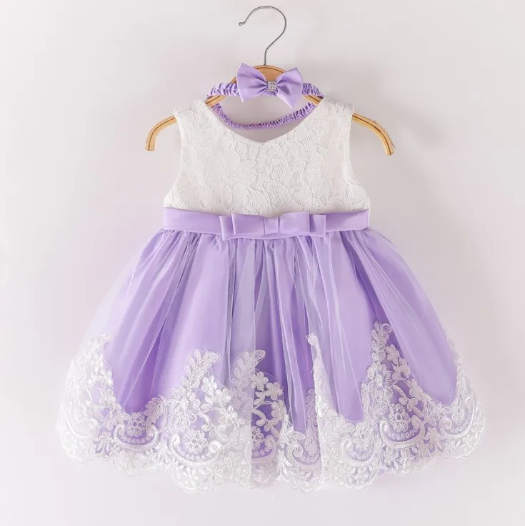 
Wholesale lovely bowknot girls party dresses Christmas pageant baby girls dress designs embroidered baby girls summer dress 