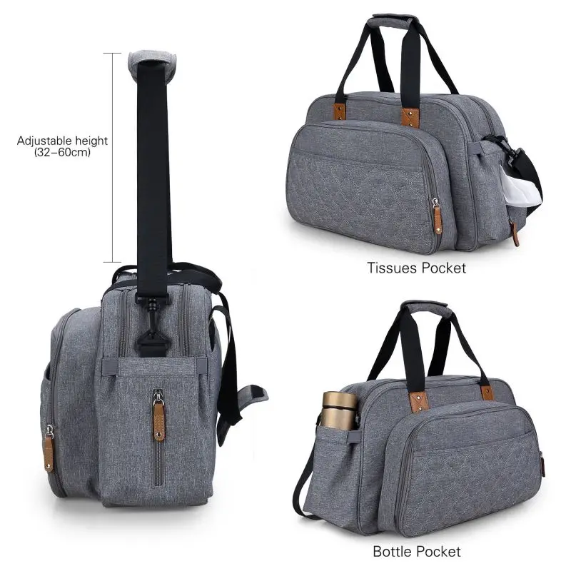 High Quality Multi-Shoulder Diagonal Design Mummy Baby Diaper Bag with Foam Padding Logo Pattern Organization Polyester Bag