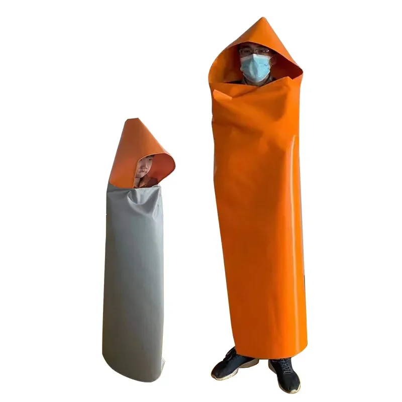 Adult size 1.6 * 1.2m fiberglass emergency escape fireproof cloak with reflective stripes