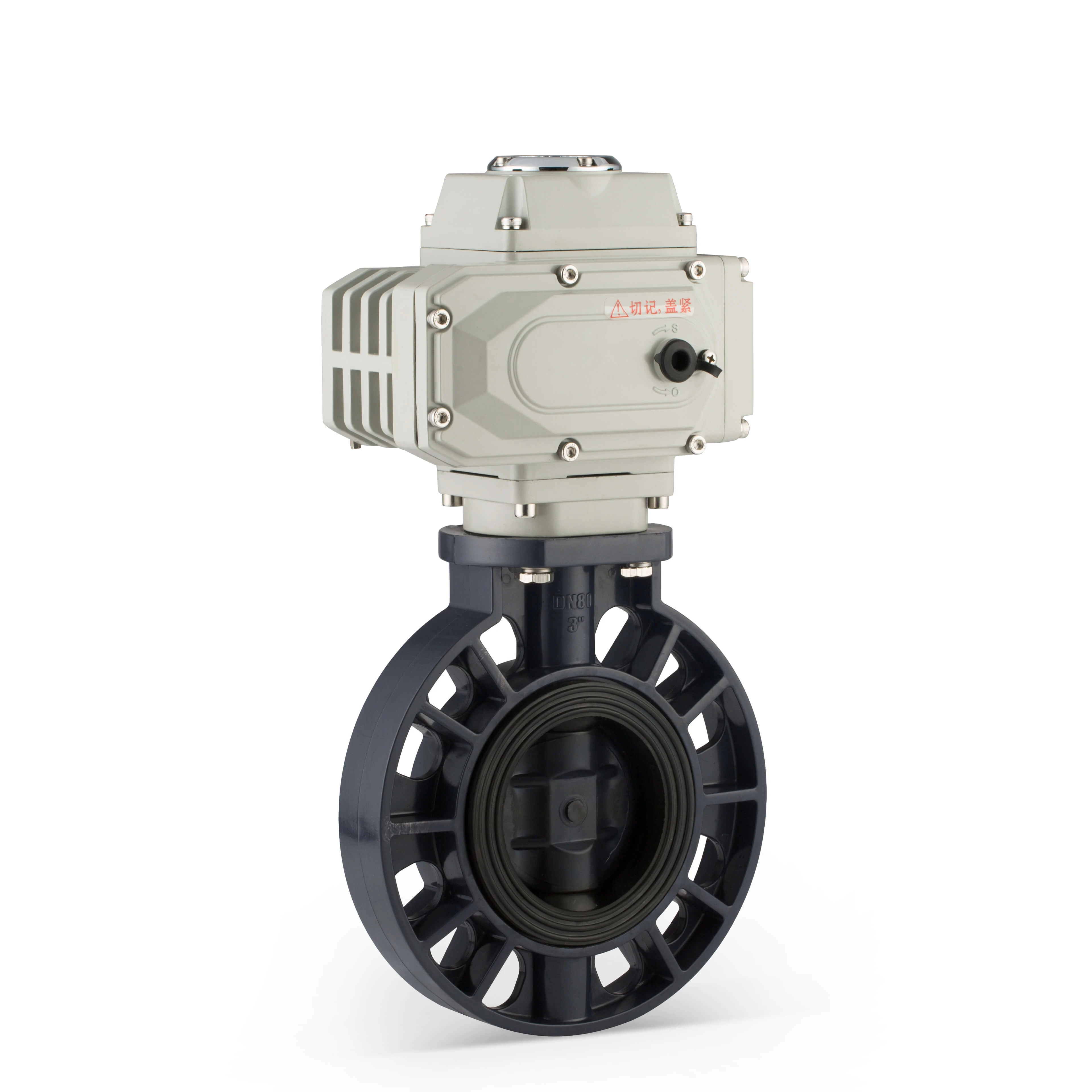 Kepler Water Flow Control UPVC Wafer Type Electric Motorized Actuator Butterfly Valve