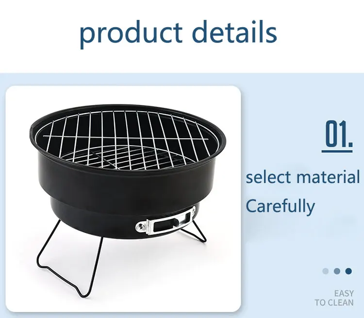 China Factory Hot Barbecue Accessories Round Carbon Grill Camping Outdoor Mini Charcoal Grill