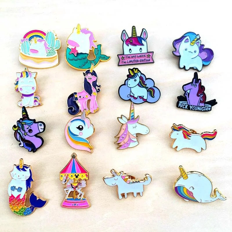 Wholesale Custom Pins metalicos Animal Unicorn Enamel Lapel Pins Metal Pin Badge Iron OEM