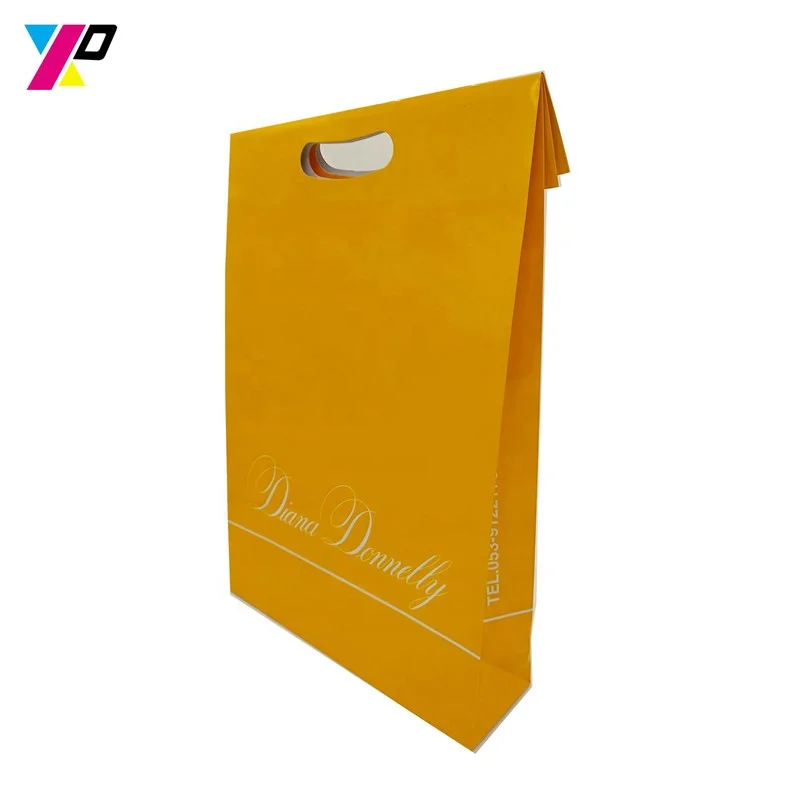 wholesale private customised logo biodegradable gift shopping die cut  handle paper bag for take away food