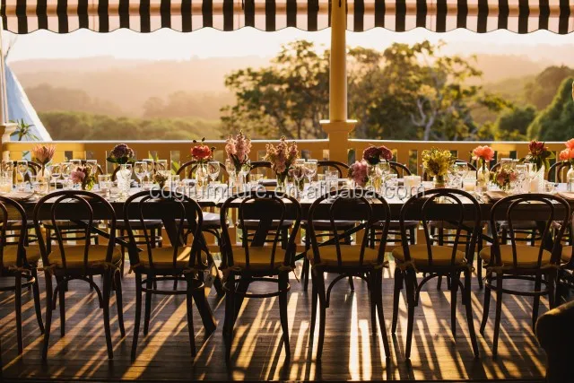 Wholesale Timber Thonet Rental Event Vienna Side Chairs Wrought Iron Black Banquet Party Stacking Chavari Chairs Wedding