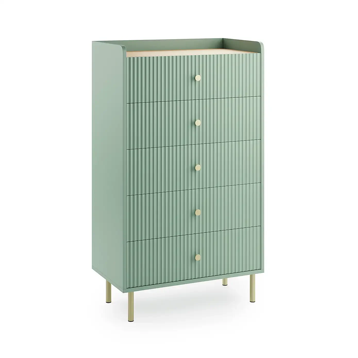 Modern Chest of Drawers with 5 Drawers,Deep Drawers,Clothes Organizer,Large Storage Cabinet for Living Room, Bedroom,Green
