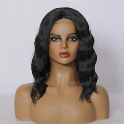 Wholesale cheap synthetic wigs lace frontal wig water Wave Heat Resistant Synthetic Hair black wig for women