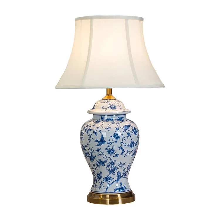 Chinese style retro simple home decor bedroom ceramic led desk light table lamp