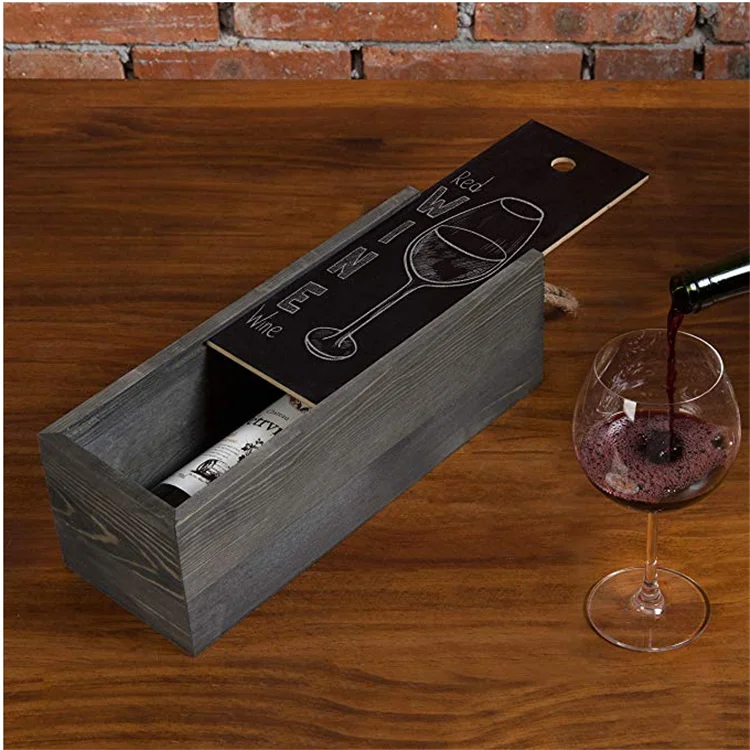 
Vintage grey wood chalkboard with rope handle exquisite wooden box wine 