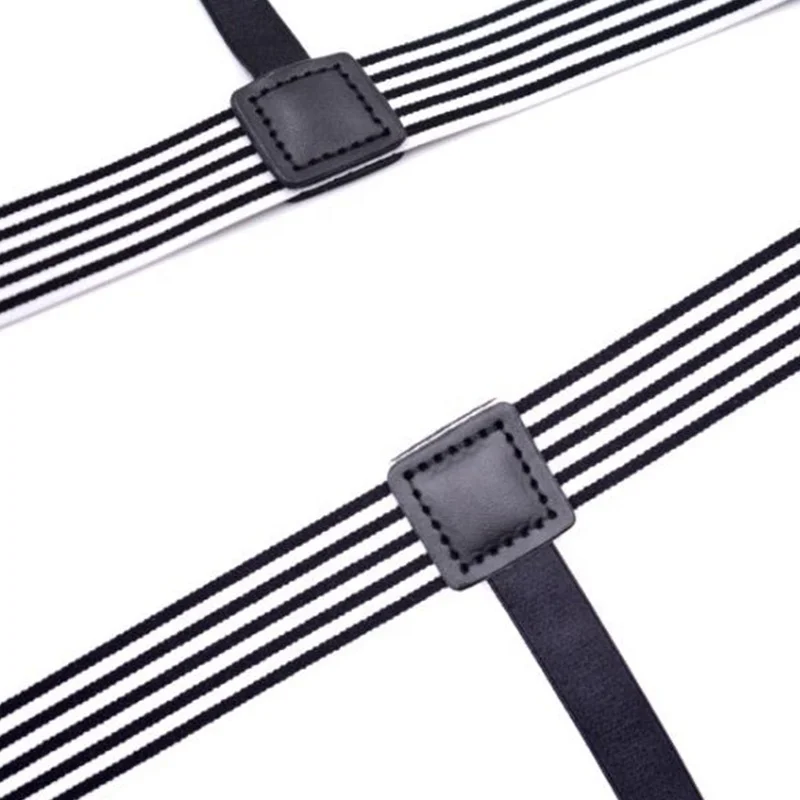 high quality black and white striped hoist buckle shirt garter belt suspender for men