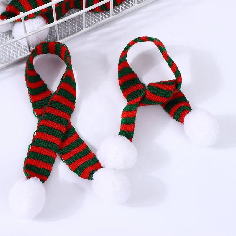 Mini Hat for Crafts Christmas Knit Hat and Scarf Red Green Knitted Wool Ornament Cute Doll Clothes Accessory Toy Decor