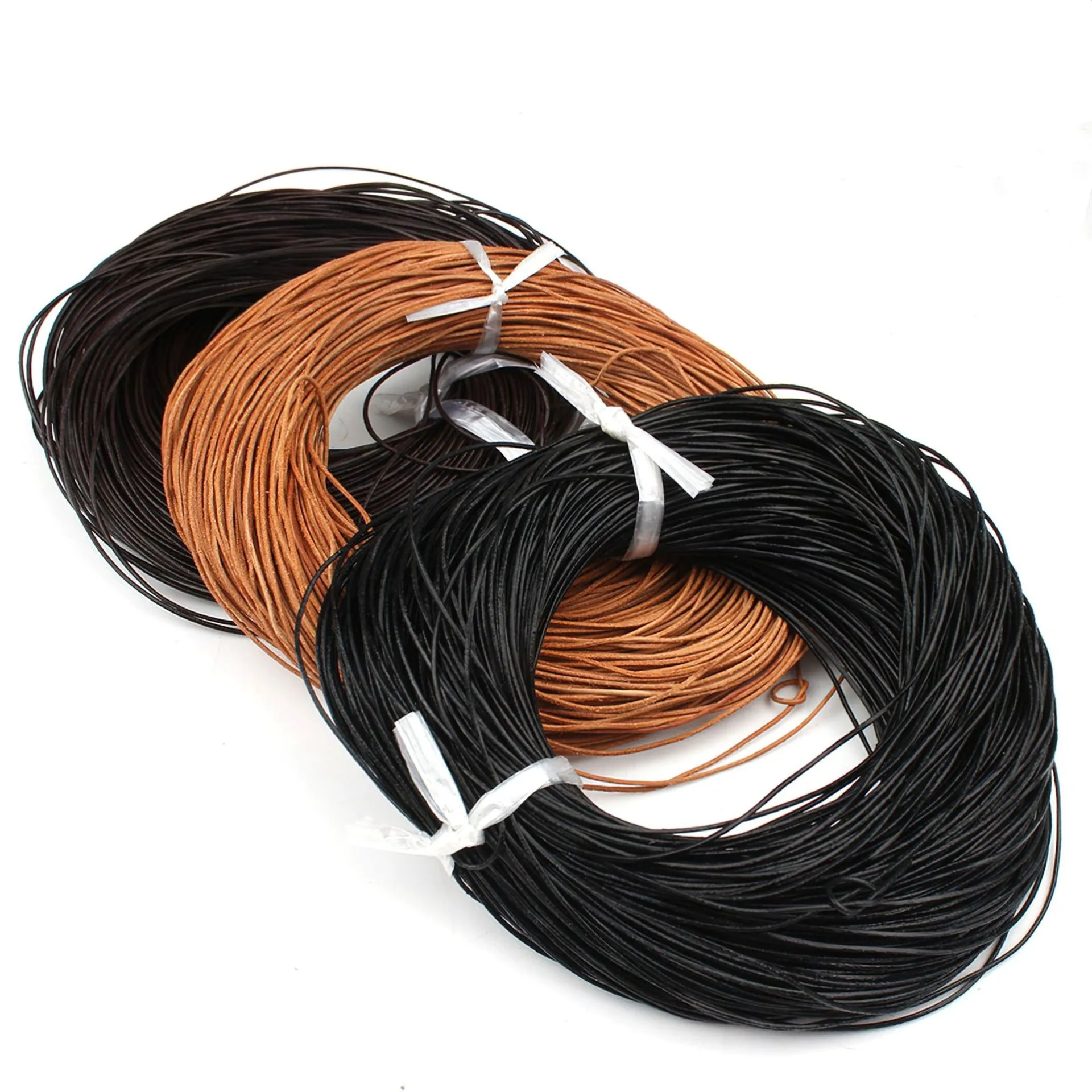 Genuine Leather Cord cowhide leather round Rope Full Grain DIY 100PCs/Bag 1735394