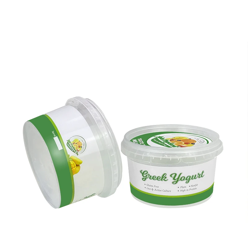 small moq Eco logo printed logo personalized 300ml 400ml 500ml yogurt tub plastic with tamper evident