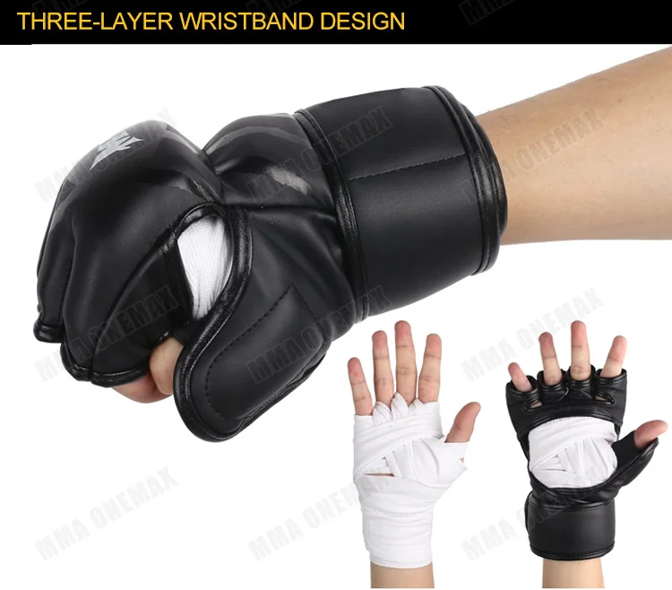 MMA ONEMAX Sparring UFC Gloves Half Finger Custom Logo With Three-layer Wristband For Training Factory Directly Supply
