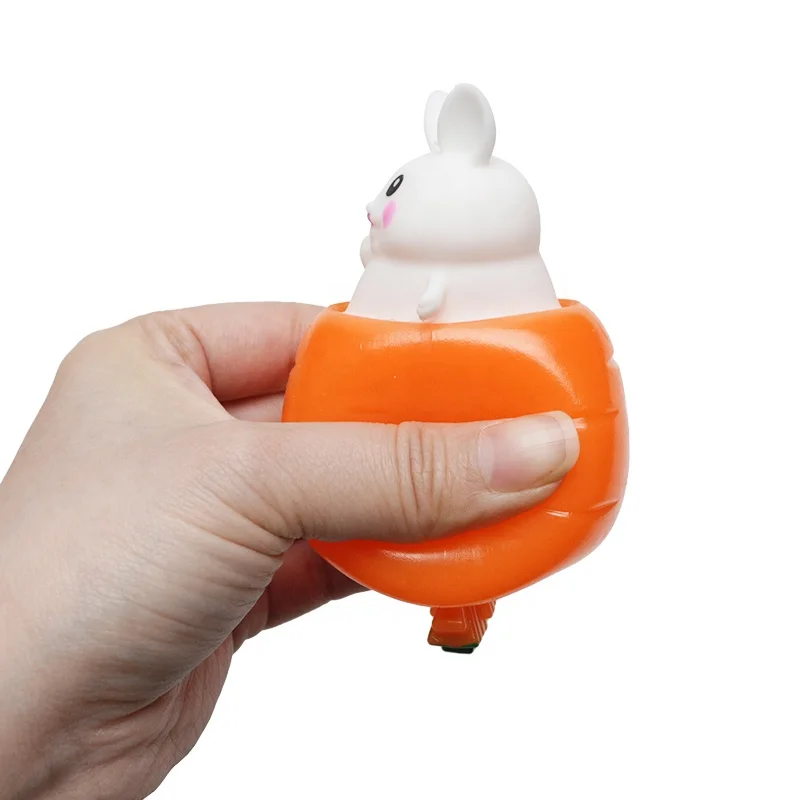 Rabbit Soft Toy Easter Novelty Small Toys Easter Bunny Fidget Toys 2023 Easter Squishy Rabbit Cup Radish Rabbit Squeeze Cup