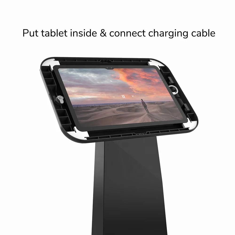 Auto Show Tablet Floor Stand For iPad Samsung Lenovo Exhibition Tablet Stand Holder Tablet Trade Show Kiosk PC Lock Floor Stand