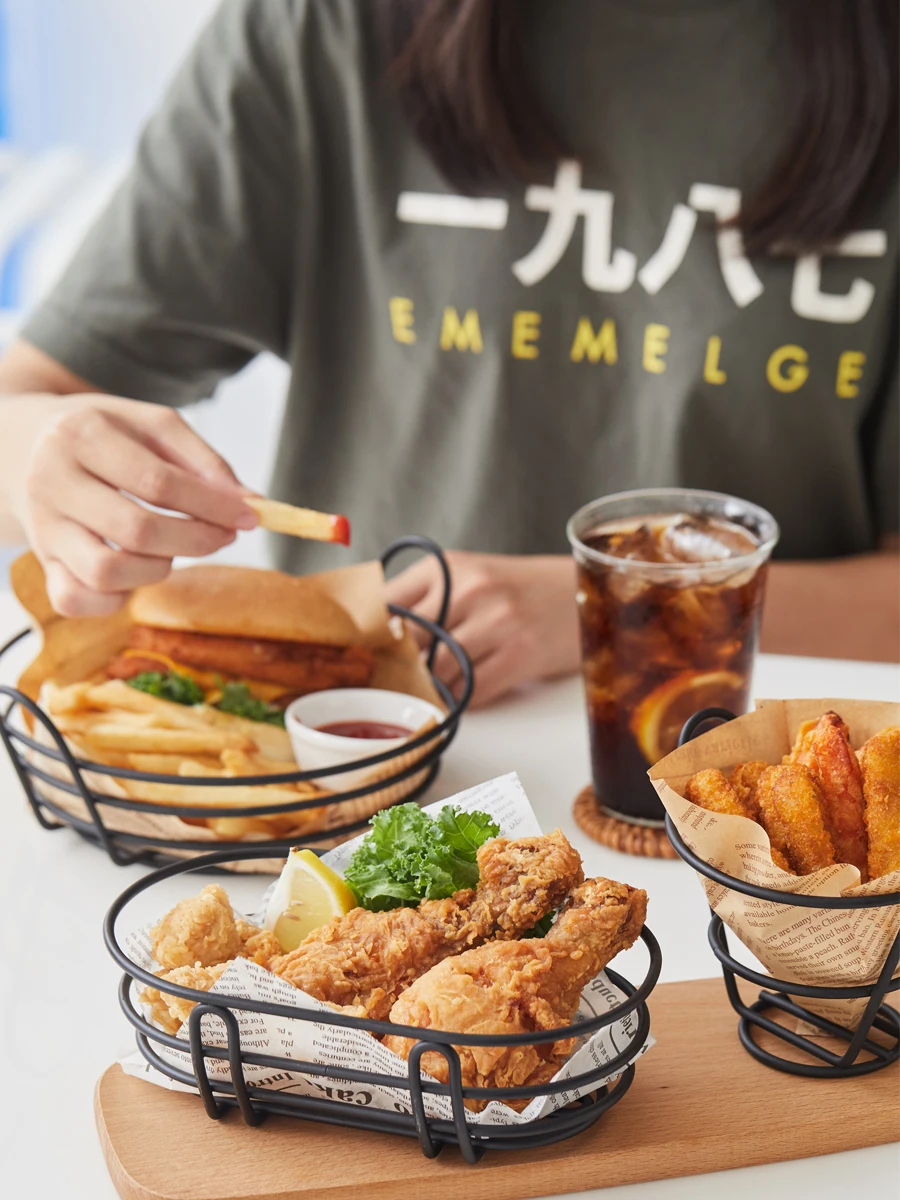 Customized Potato Rectangular Kfc Fried Chicken 304 Stainless Steel Fry Pan Fry Basket For Commercial Kitchen