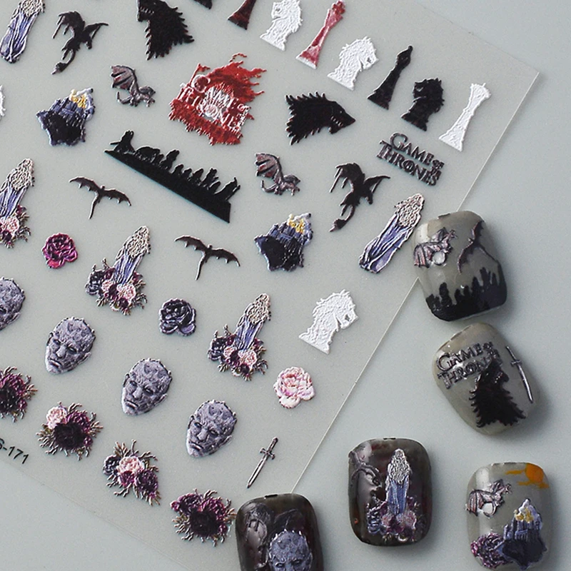 Hot Selling 5d Nail Stickers Customized Nail Art Decoration For Game of Thrones