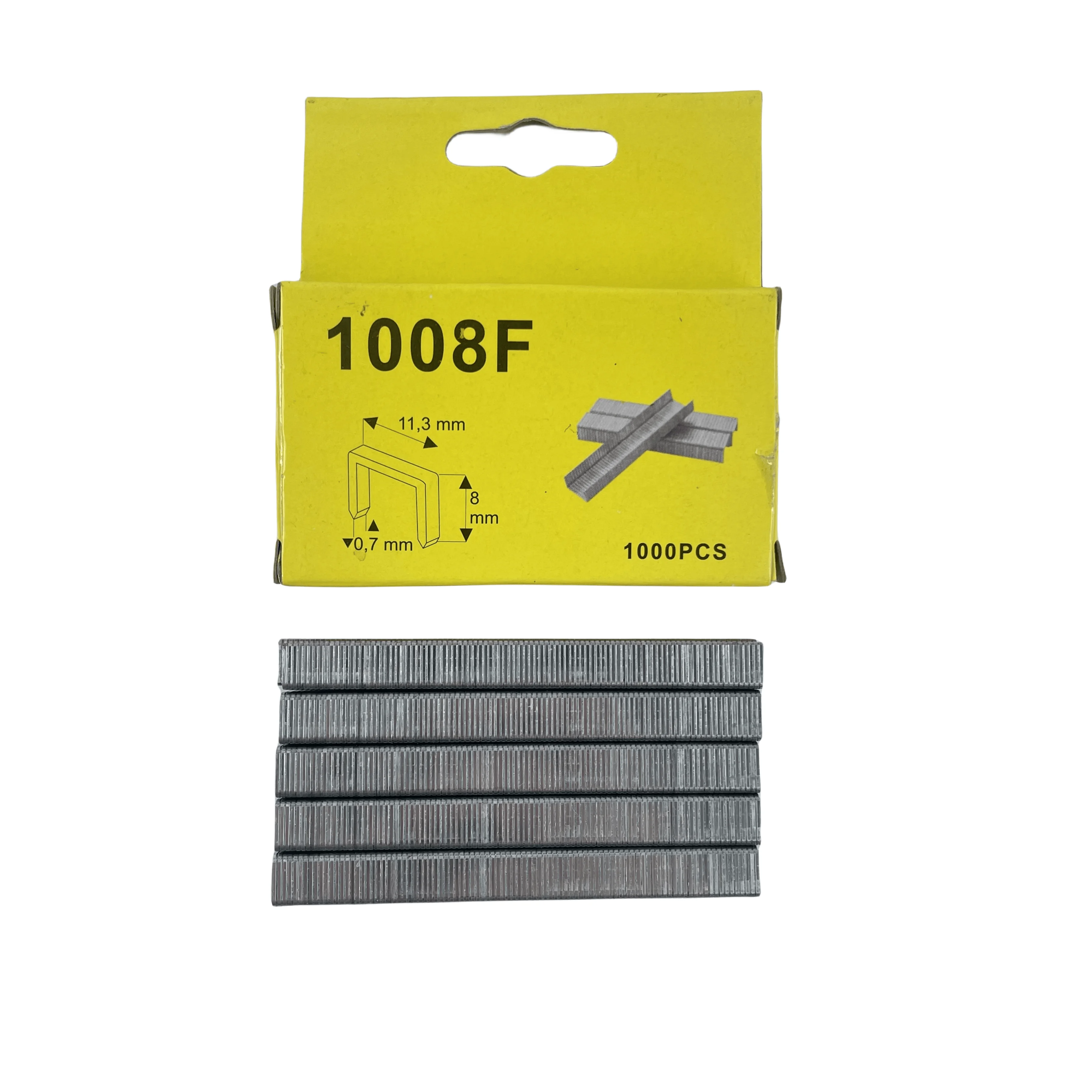 1000Pcs Gauge 1008F series Fastener Furniture Wood Used Staples Pins 8mm for Wood, Upholstery, Carpentry, Deco