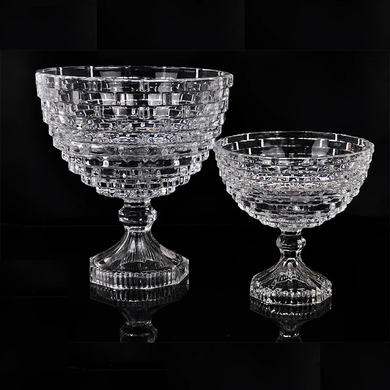 Luxury Crystal Golden Plated Glass Sugar Candy Bowl Footed Clear Glass Jar Candy Bowls With Lid