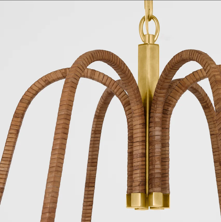 Custom American Cage Metal Pendants Light Farmhouse Villa Indoor Lighting Decoration Fabric Lamp Luxury Brass Big Chandelier