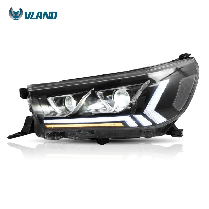 
VLAND Factory Wholesales Head lamp 2015-2019 Sequential Turning Vigo Revo Recco Full LED Headlights For Toyota Hilux 