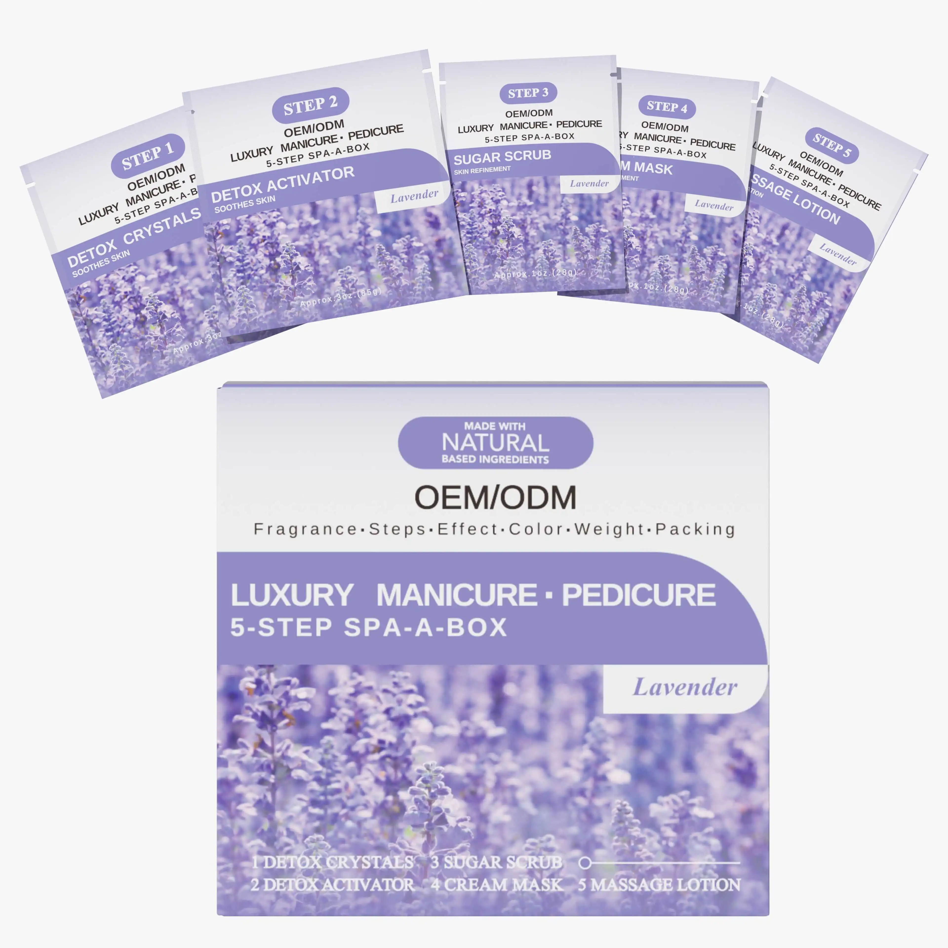 Deluxe Pedicure Kit 5 Step Manicure Pedicure Products Nail Supplier Pedi Box 5 in 1 Detox Soak Foot Skin Care Spa Pedicure Kit