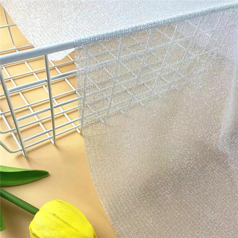 Серебристое металлическое белое Сетчатое платье, ткань для сцены невесты, пикантное платье, тканевая дизайнерская ткань, костюм для вечеринки, танцевальная одежда, ткань для платья