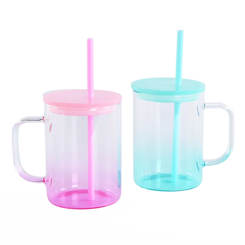 Hot Sale Bulk Can Jars 16Oz 17oz Reusable Travel Ice Glass Tumblers Mug For Cold Coffee Bubble Tea Boba With Handle