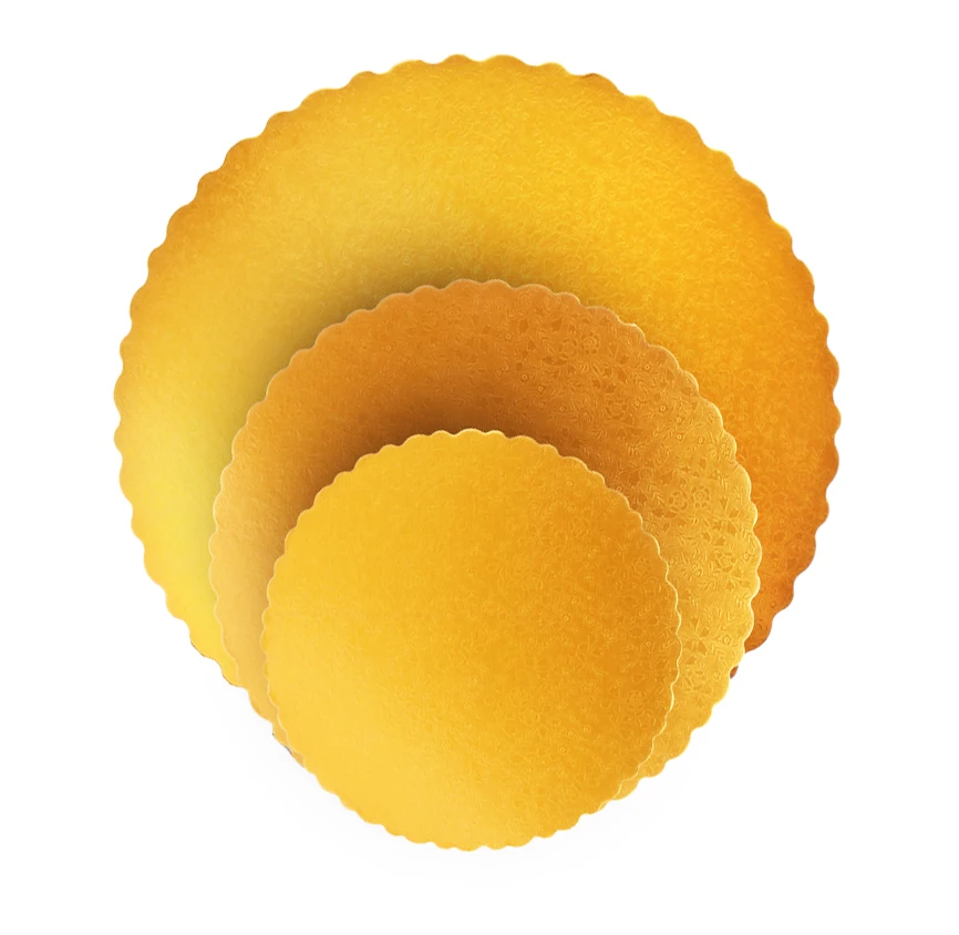 6 8 10 12 inch Golden Foil Paper Square Round Cake Cardboard Drum Board Base