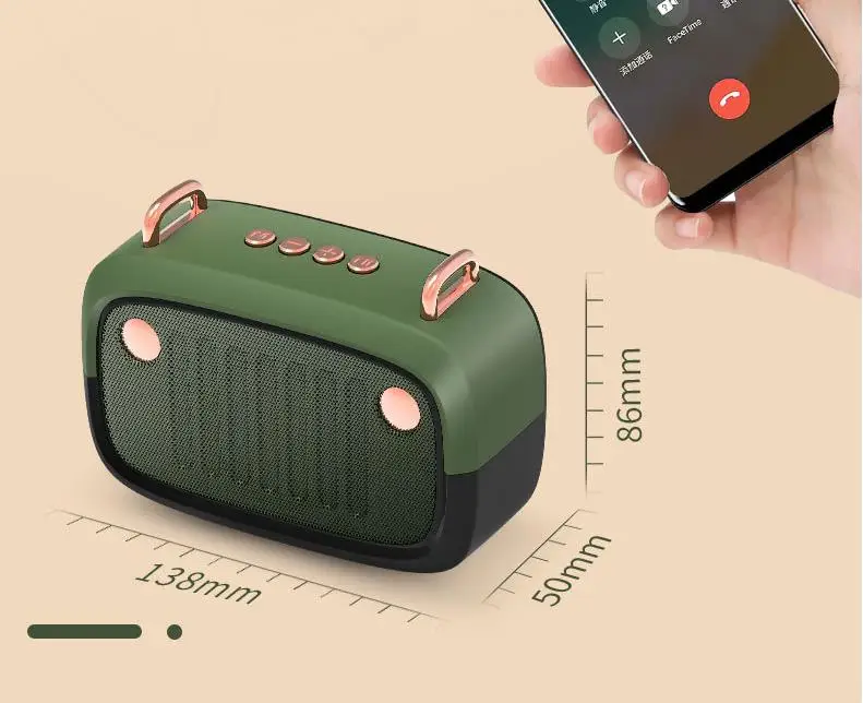 Portable Mini Retro Wireless BT Speaker With FM Radio 3D Stereo HiFi Sound Speakers Support TF Card