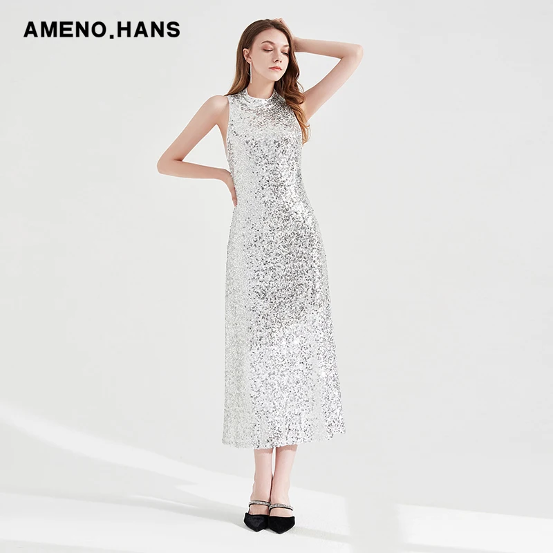2022 New Arrivals Sparkly Dress Women Birthday Celebrate Brand Evening Dress