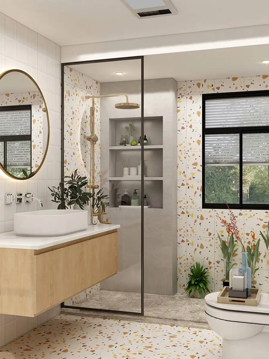 300x300 Matte Non-slip Indoor Ceramic Flooring Tiles Paving Floors Terrazzo Pattern Tile for Kitchen and Bathroom Tiles Wall dec