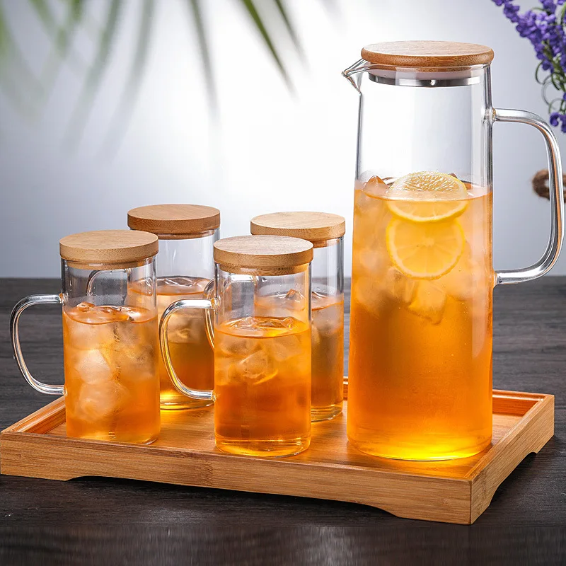 Glass heat-resistant tea kettle Explosion-proof large capacity water bottle set Household cold water bottle