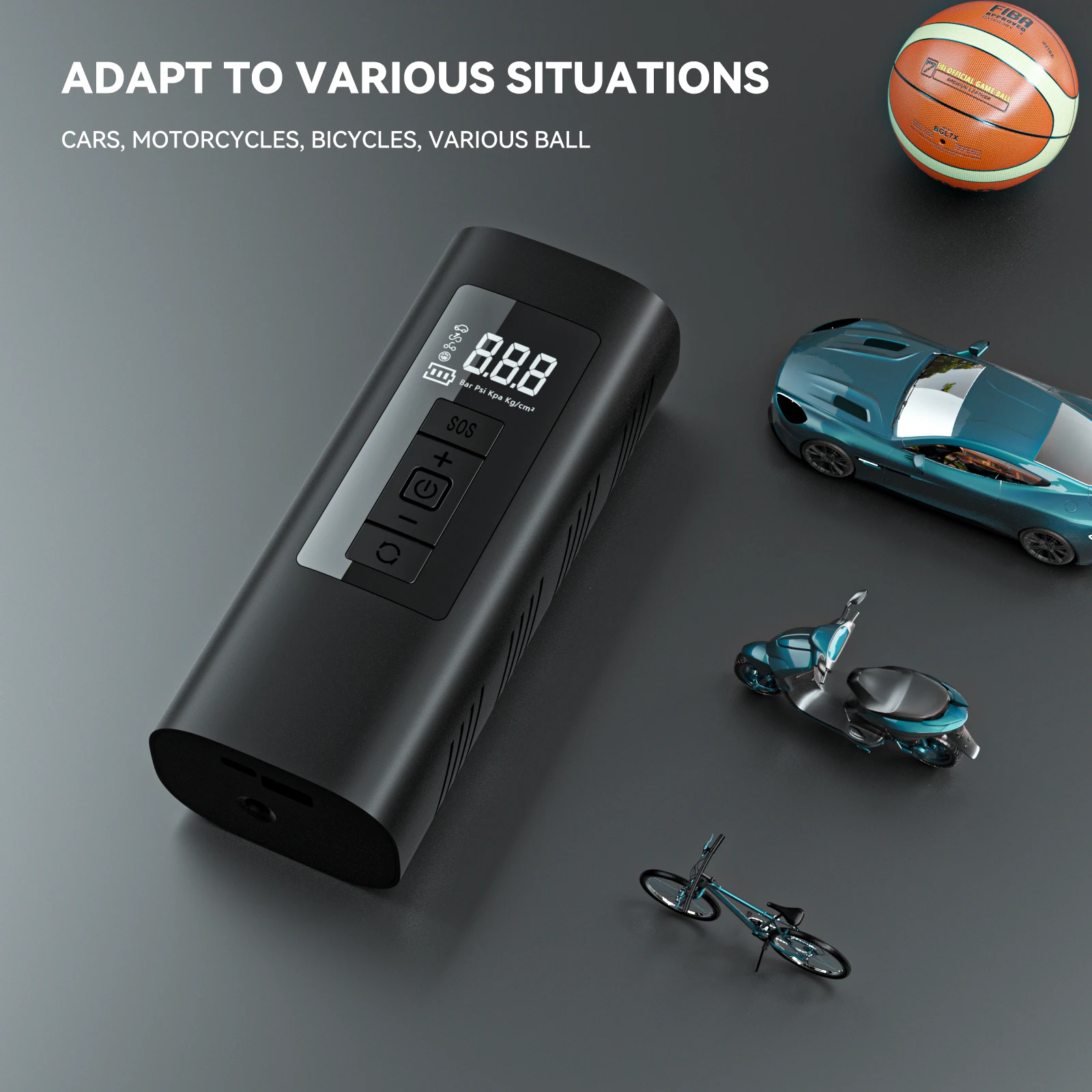 Electric 6000mAh Battery Air Pump 150PSI Portable Air Compressor Mini Tyre Pump with USB/LED Light for Bike Motorcycle Car Balls