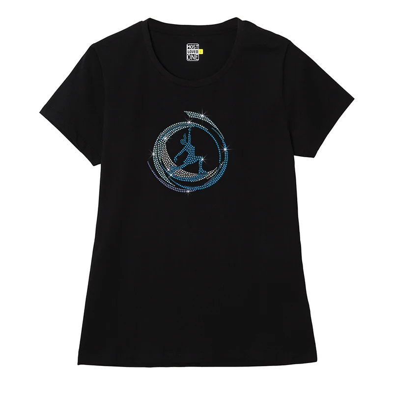 Blue Motif Figure Rhinestone Iron Ons Sports Skating Girl Rhinestone Transfer Flatback 10 Pcs for Stock,12 Pcs for Custom Design