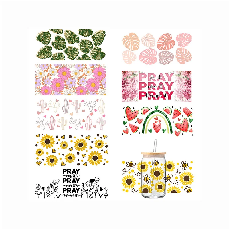 Wholesale Tumbler Custom Uv Dtf Cup Wraps Transfers Uv Dtf Cold Transfer Cup Wrap Transfers Decals Uv Dtf Glass  Wrap For Libby