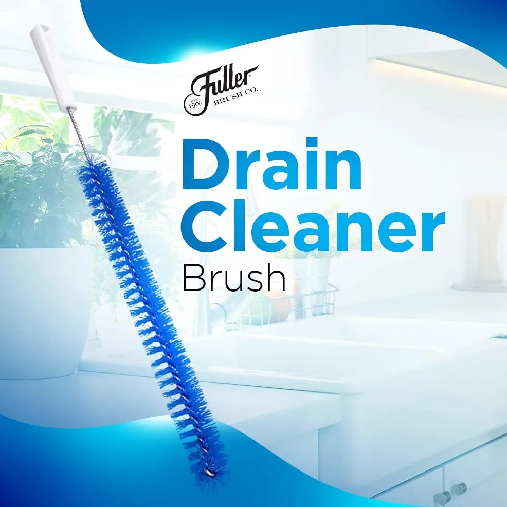 Fuller Brush Drain Cleaner Brush Flexible Thin Long Scrub Cleaner for Tubes Pipes Bristled Stick for Clean Dish washer Drains