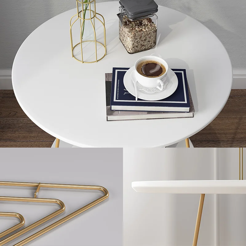 
Export to Europe contracted modern golden MDF round tea coffee teapoy table 
