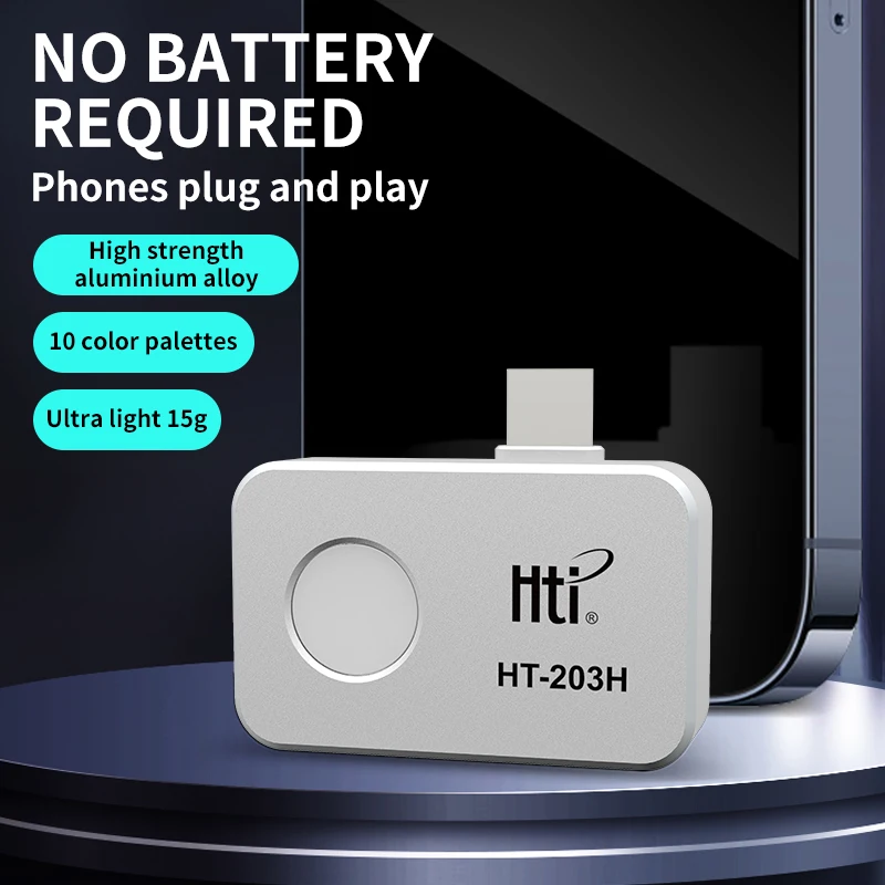 HTI HT-203H 256*192 Thermal Camera Android Type-C Thermal Imager 25Hz Mobile Thermal Imaging Camera for PCB Device Fault Detect