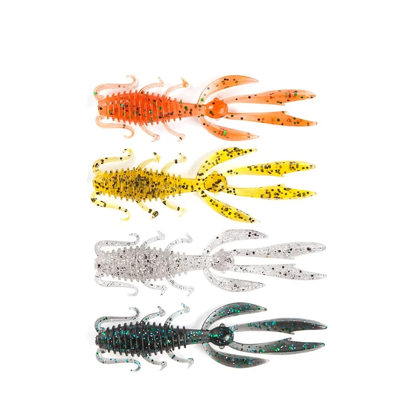 65mm 75mm artificial plastic worm bait Soft Shrimp prawn Fishing Lure Silicone soft lure
